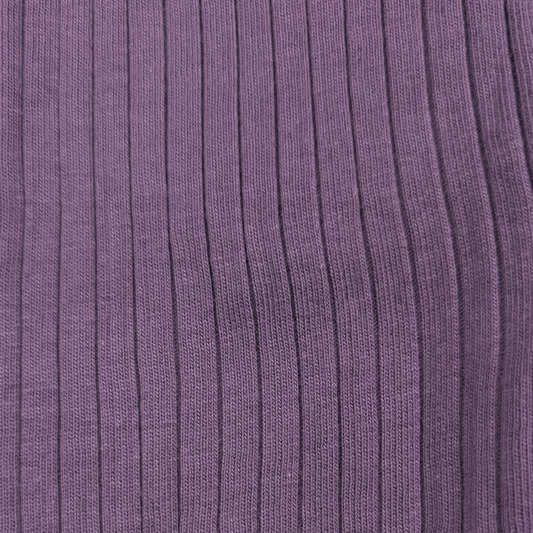 Close-up of purple ribbed fabric organic cotton