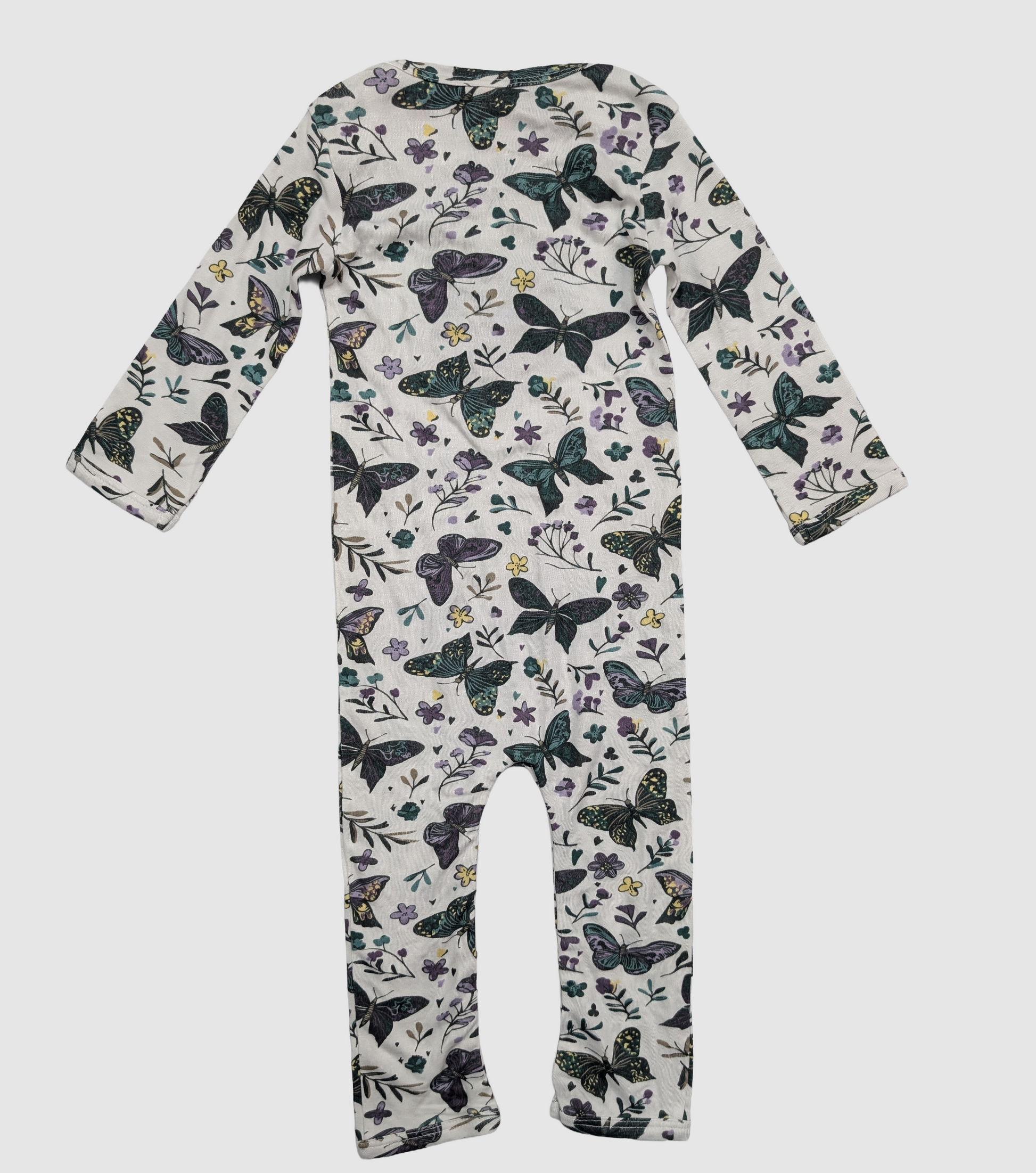 Children's romper with butterfly pattern on a white background
