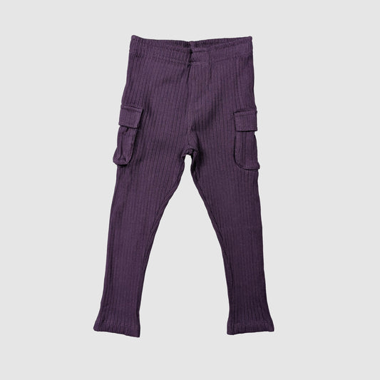 Scout purple wide rib cargo pocket pants organic cotton