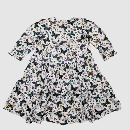 back of Anne dress with dark butterfly pattern kids baby dress