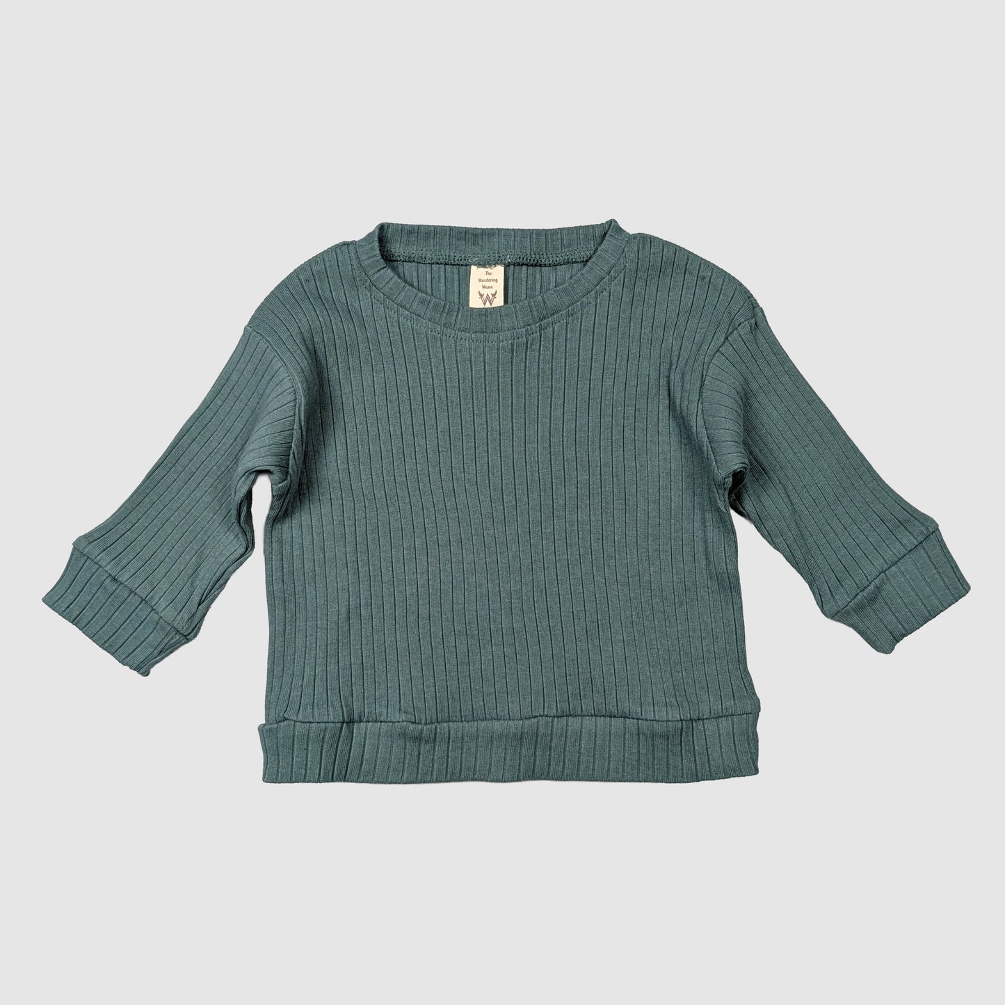 Green baby wide rib organic cotton long sleeve top