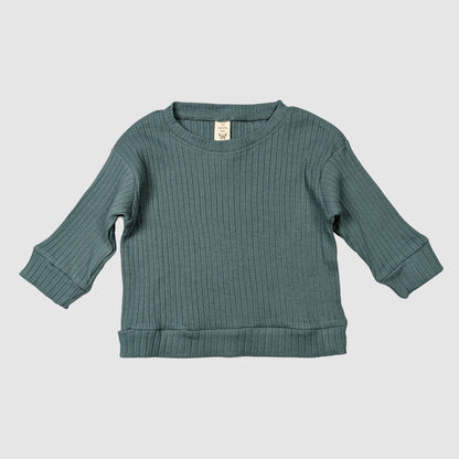 Green baby wide rib organic cotton long sleeve top