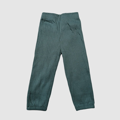 Green ribbed pants wide rib organic cotton kids clothes