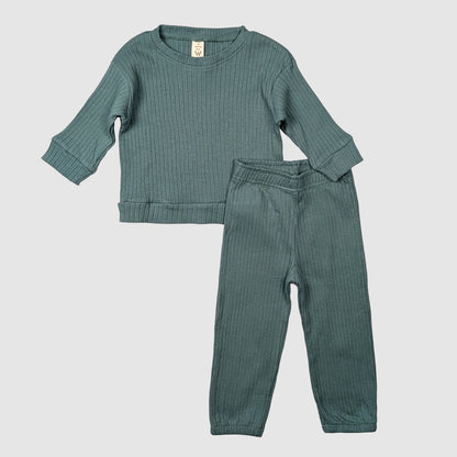 Oliver Set green organic cotton wide rib pants and top