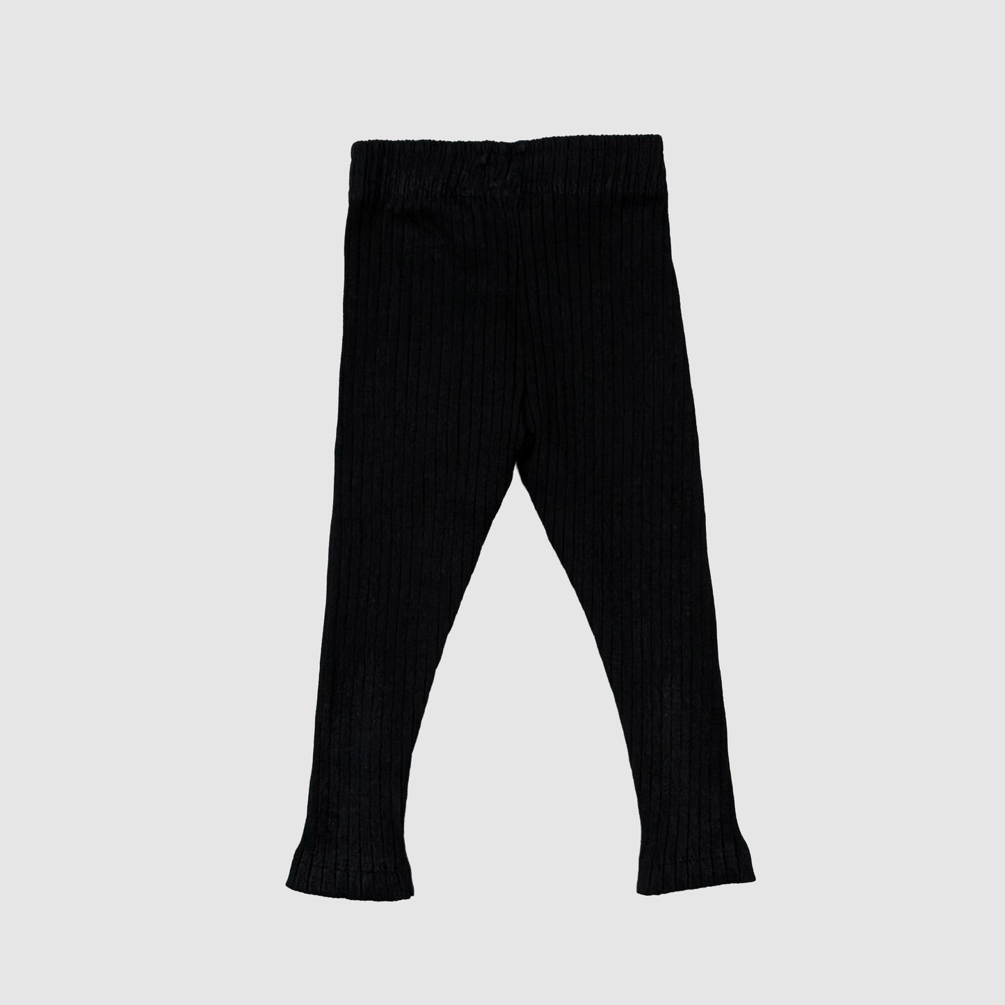 Black slim cut piper pants wide rib organic cotton kids
