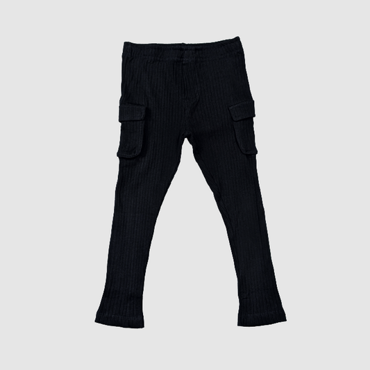 Scout black cargo pants wide rib organic cotton